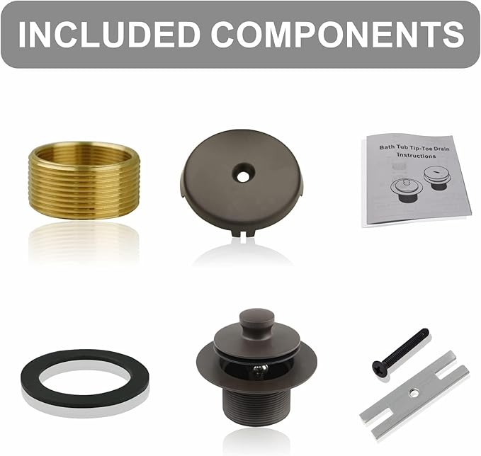 Bronze Tub Drain and Overflow Kit with Single Hole Overflow Faceplate,Welsan Universal Lift & Turn Bathtub Drain Kit with Fine/Coarse Thread Conversion Twist Trim Kit Assembly-Oil Rubber Bronze