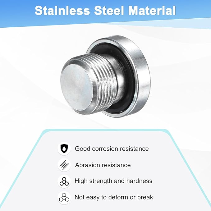 2-Pack M16x1mm Inner Hex Head Pipe Fitting Plug, Carbon Steel Sensor Socket Plug with Seal O-Ring for Terminate Pipe Ends/High Pressure Washer, Sealing Screw