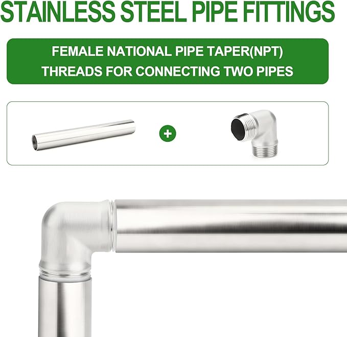 TAISHER 1PCS Stainless Steel Pipe Fittings, 1-1/2" NPT Female x 1-1/2" NPT Female Threaded, 16" Length Nipple Cast Pipe