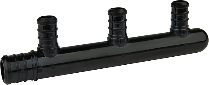 EFIELD Pex Manifold 3 Outlets Poly PPSU Barb Crimp Closed: 3/4 Trunk, 1/2" Port (3 Ports), F2159,(PPSU1807013)