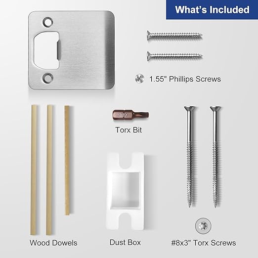 Extended Lip Strike Plate 2-1/2" x 2-1/4", Heavy Duty Version, Oversized Extra Wide Lip Door Latch Striker with Reinforced Torx/Star Screws & Bit(Satin Nickel, 1 Pack)