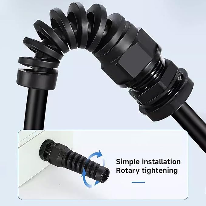 Cable Glands PG11 Nylon Cable Gland Waterproof joints with Strain Relief for 5mm-10mm Dia Wire, 10Pcs Suitable for Various Electrical
