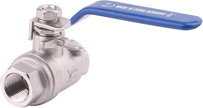 DERNORD Full Port Ball Valve Stainless Steel 304 Heavy Duty for Water, Oil, and Gas with Blue Locking Handles (3/8" NPT)
