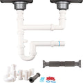 Universal 1-1/2" Kitchen Sink Drain Kit, Space-Saving kitchen drain P-trap With retractable flexible Pipe Completed Sink Pipe Replacement Kit (DIY Installation)