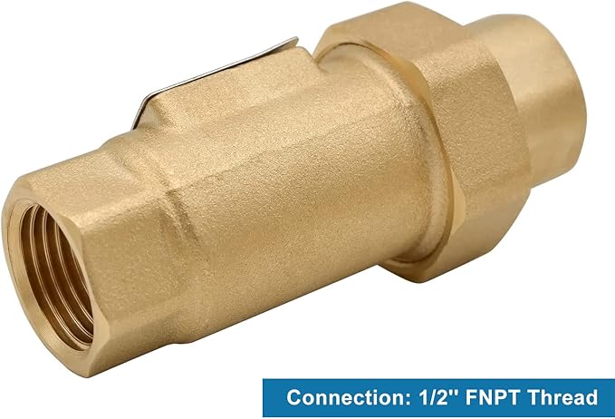 HYDRO MASTER Brass Dual Check Valve, 1/2" FNPT, Solid Brass, Max 150PSI-180°F