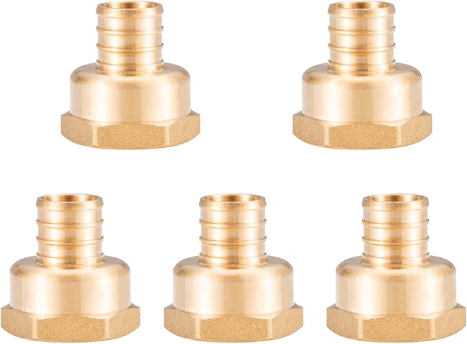 WMAXPFIT(5 Pack) 3/4 Inch PEX x 3/4 Inch Female NPT Thread Adapter F1807, LF Brass crimp fitting for PEX-b pipe