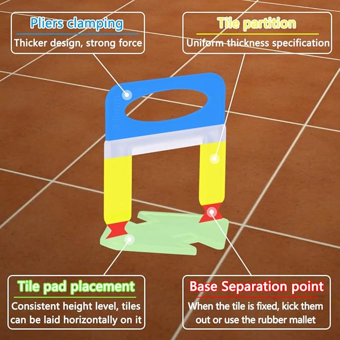 2000 PCS Tile Leveling System Clips 1/8''(3.0mm) 2000-Piece Tiles Leveler Spacers Tool for Professional Ceramic Tile and Stone Installation
