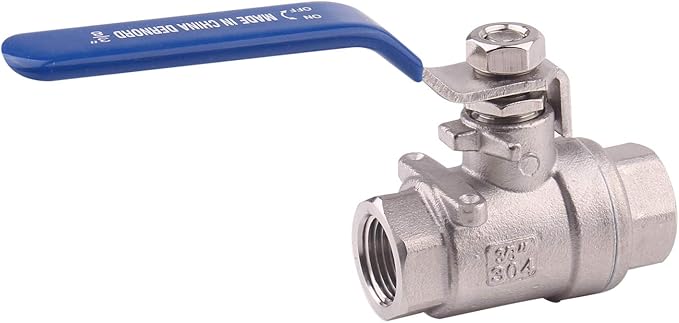 DERNORD Full Port Ball Valve Stainless Steel 304 Heavy Duty for Water, Oil, and Gas with Blue Locking Handles (3/8" NPT)
