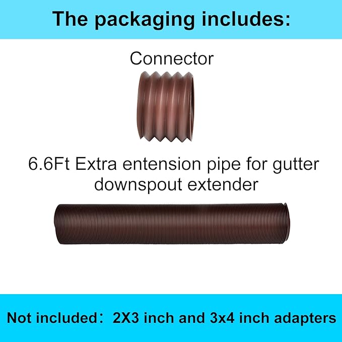 6.6ft Extra Flexible Pipe for POLARDAYS 3 inches Downspout Extender Pipe, Inside Diameter 2.6 inches and Outside Diameter 3 inches,Drain Downspout Extender,Gutter Connector Rainwater Drainage