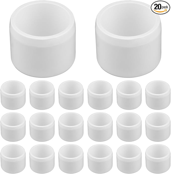 20-Pack 1/2" End Cap PVC Fittings, Furniture Grade Pipe Fittings End Cap for SCH40 PVC Pipe, Pipe Connectors for All DIY Structure and Frames