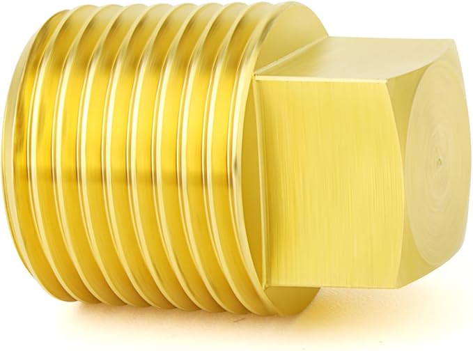 GASHER 10PCS Brass Square Plug 1/8" NPT Male Brass Drain Plug Pipe Fitting