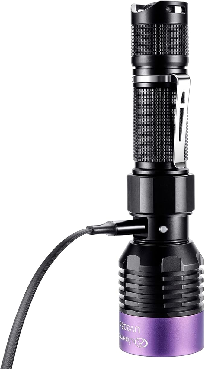 LIGHTFE UV305 High-Power UV Flashlight USB Rechargeable, Used for Hunting Ore, Scorpion and UV Glue Curing, Checking Pet Urine Stains, Identifying Currency, Official Anti-Counterfeiting Documents…