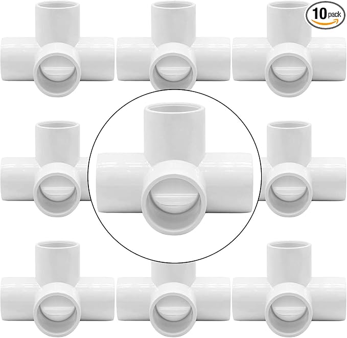 YSIL 10Pcs PVC Fittings Elbow Furniture Grade Connector 4 Way 1 Inch for DIY Structure and Frame,Fits 1" Sch 40 PVC Pipes