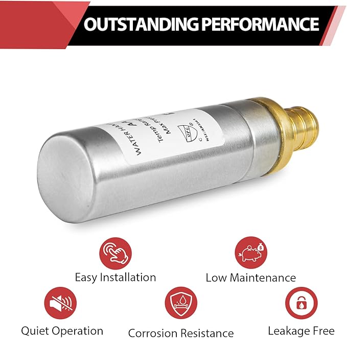 2-Pack EFIELD MH-111 1/2-Inch Straight Pex Barb Crimp Connection F1807 Stainless Steel Water Hammer Arrestor For Potable Water Plumbing Application,(HAMMER002-2PCS)