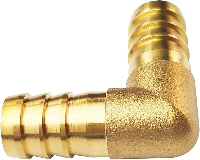 2PCs 5/8" Brass Hose Barb Fitting 90 Degree Elbow Barbed Splicer Mender Union Fitting with 4PCs Hose Clamp for Oil Water Air