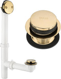(1 Pack) Yariwiz 1-1/2" Golden Bathtub Tub Drain Kit Bath Waste Overflow Drain Tube Assembly with Touch-Toe Tub Drain Stopper and Overflow Faceplate Gold
