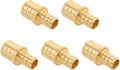 (5-Pack) Brass Pipe Fitting Reducing Straight Coupling, Anti-Corrosion, Lead-Free, 5 Year Warranty, Multiple Certifications, Easy Installation, Pex 1/2 Inch x 3/4 Inch for Plumbingmaster