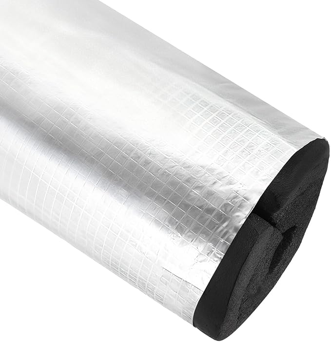 PATIKIL Pipe Insulation Foam Tube, 3.3FT Length Self Adhesive Pipe Freeze Protection Wrap with Aluminum Foil 1.7"(43MM) ID x 5cm Thickness for Outdoor Winter Irrigation
