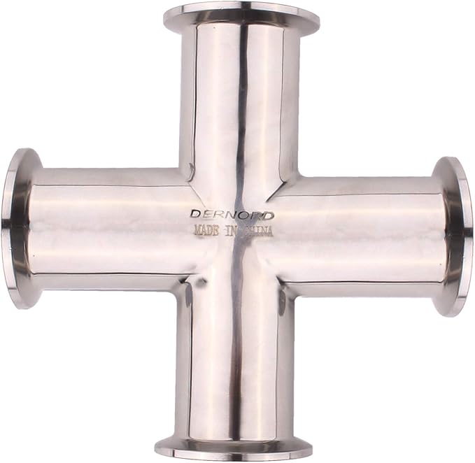 DERNORD 4 Way Cross Clamp Fits 1.5" Tri-clamp Sanitary Fitting Stainless Steel 304, 38mm Pipe OD