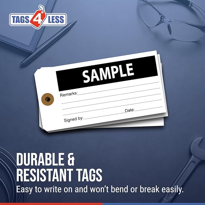 Tags 4 Less Production Quality Control Hang Tags – Equipment Preventative Maintenance Labels, for Easy Record-Keeping for Inventory Status (Sample, Pack of 100)