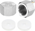 uxcell 4pcs Hex End Cap 304 Stainless Steel Nut with Washer, PT 3/8" Female Thread Pipe Fitting, Gas Line Water Line Stop Valve Cap Tubing Ends for Plumbing Fittings, Silver Tone