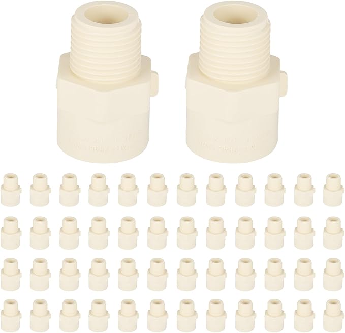 (50 Pack) EFIELD CPVC CTS Male Adapter Fittings, 3/4" Slip x 1/2" Male Thread,(CPVC036-5-50PCS)