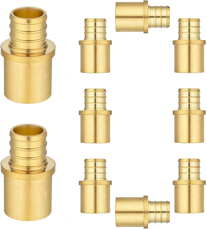 (10 Pack) Lidertik Copper to Pex Fittings 3/4 inch, 3/4" Pex F1807 x 3/4" Male Sweat Adapter Brass