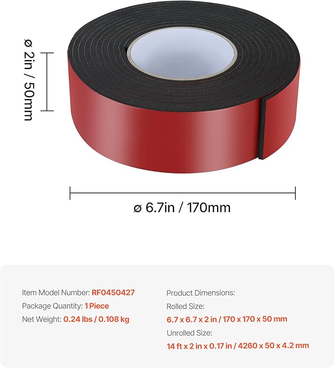 VEVOR Pipe Insulation Wrap, 14 FT x 2-inch Pipe Insulation Foam Tape, Self-Adhesive Water Pipes Insulated Foam Wrap for Winter Freeze Protection, Heat & Cold Resistant for Outdoor Indoor Use