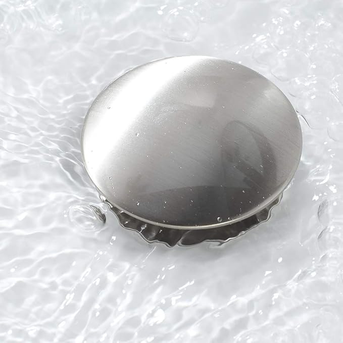 Bathroom Sink Drain with Strainer Basket Hair Catcher Anti-Explosion Anti Clog Pop Up Drain Stopper Vanity Vessel Sink with Overflow, Brushed Nickel