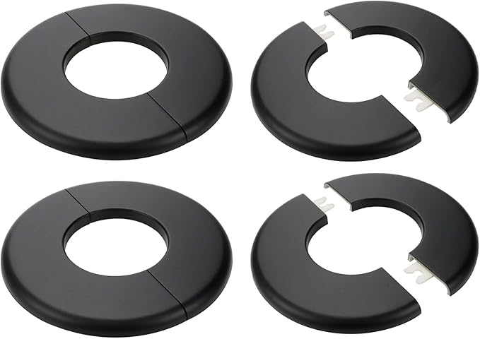 4 Pcs Wall Split Flange, ABS Round Self-Adhesive Escutcheon Plate Buckles Design for 2"/51mm Diameter Pipe