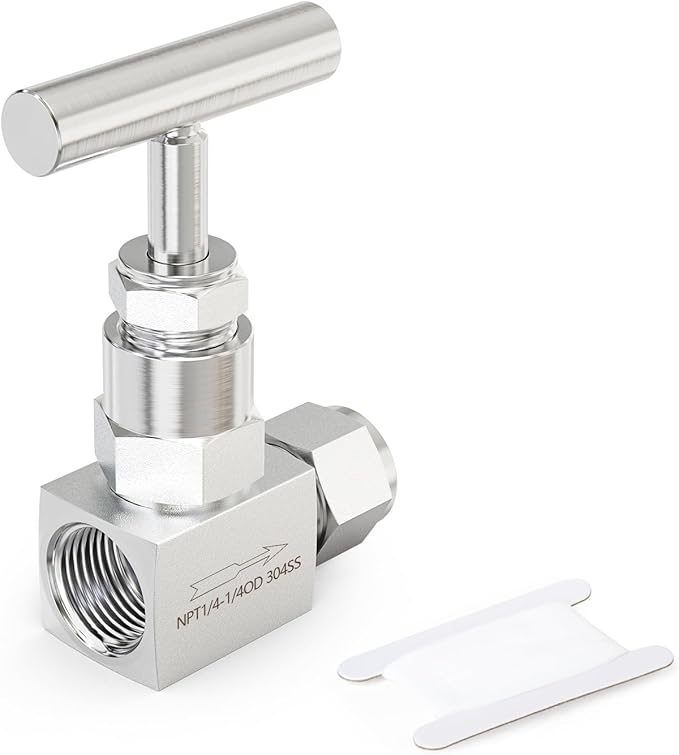 TAISHER 1PCS 304 Stainless Steel High Pressure Straight Needle Valve 1/4" NPT Female x 1/4" Tube OD For Flow Control Water Gas Oil