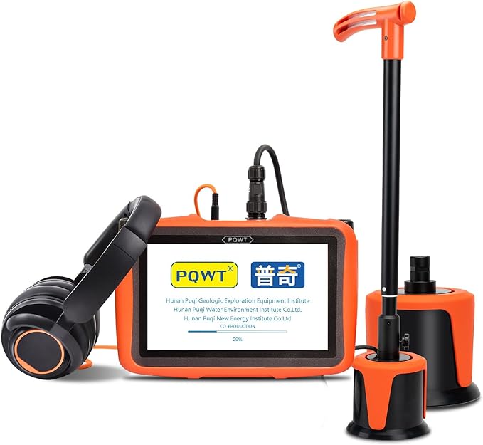 PQWT L6000 Underground Water Leak Detectors Indoor Outdoor Wall Water Pipe Detector Machine Multi Sensor Acoustic Pipeline Leakage Detection Kit Noise Reduction Headphone Smart Touchscreen Carry Case