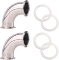 DERNORD 2 Pack 2" Tube OD Sanitary Ferrule Elbow 90 Degree Pipe Fitting with 4 Silicone Gaskets SUS304 Tri Clamp 2 Inch