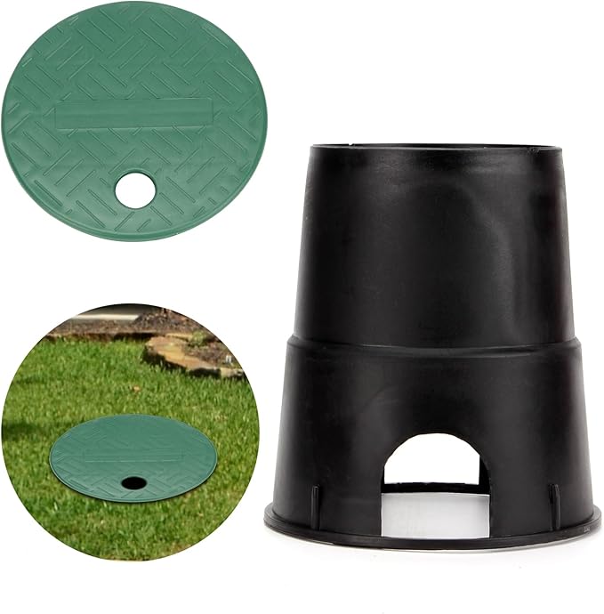 2 Pcs 10 Inch Round Valve Box Cover Lid Replacement for Outdoor Green Sprinkler System Irrigation Control Water System Lawn, Compatation with ID 8.7" OD 10" Sprinkler Valve Box
