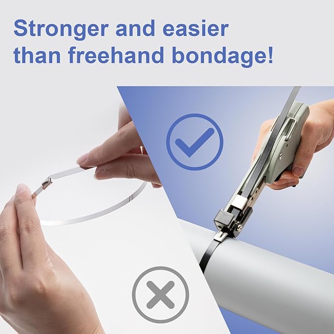 OFFO Metal Zip Tie Cutter, Adjustable Tightening Force Stainless Steel Automatic Cable Tie Cutter Tightening Tool for Stainless Steel Tie Wrap with Free Zip Tie Release Tool, One-handed Mode
