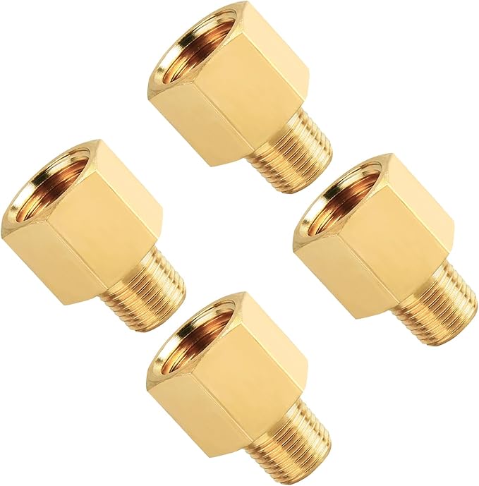 SUNGATOR 4-Pack 1/8 Inch Male x 1/4 Female NPT Reducer, Brass Pipe Fitting Adapters, 1/8'' Male to 1/4'' Female NPT Reducer Adapters, Brass Pipe Extension Connectors