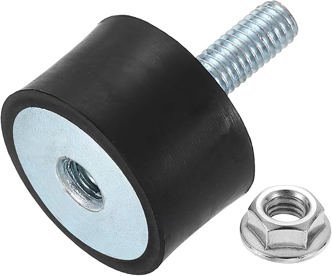 uxcell M6 Rubber Mounts, 1Pcs 24x15mm(DxH) Rubber Cylindrical Anti Vibration Isolator Shock Absorber with Lock Nut for Car Bobbin Generator Air Compressors