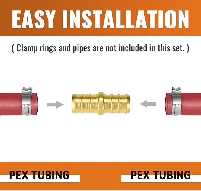 SUNGATOR 12-Pack 1/2" Pex Coupling, No Lead Brass, 1/2 Inch Pex Fittings, NSF, UPC Certified
