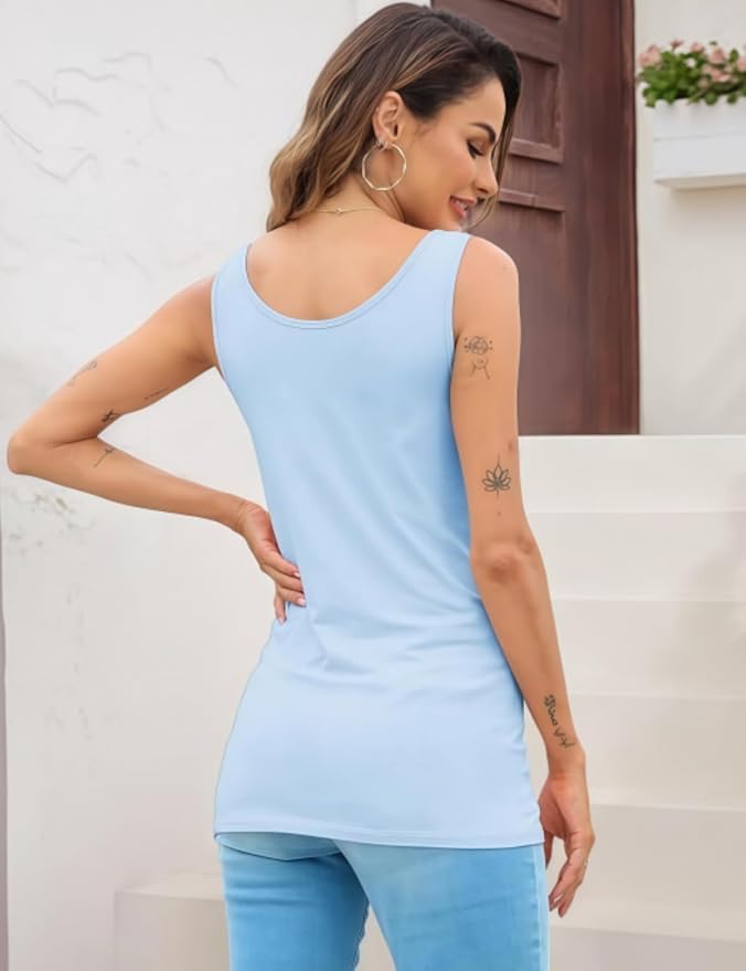 H HIAMIGOS Womens 3 Packs Long Tank Tops Stretchy Cotton Sleeveless Camisole Undershirts Layering Workout Yoga Camis