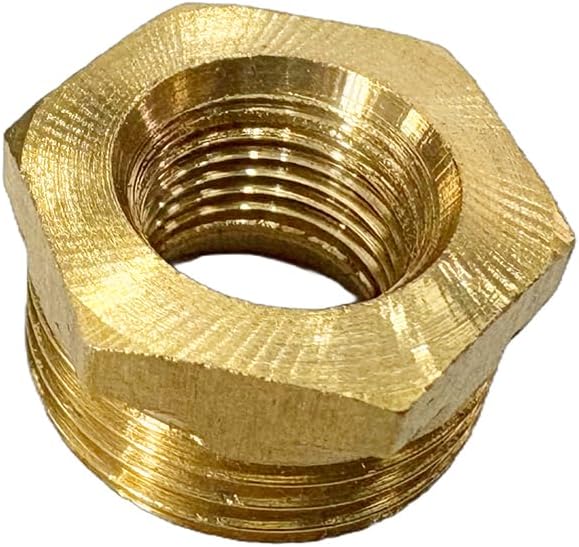 3/8" NPT Male x 1/8" NPT Female Brass Reducer Hex Bushing Threaded Pipe Fitting Reducing Adapter Pack of 2