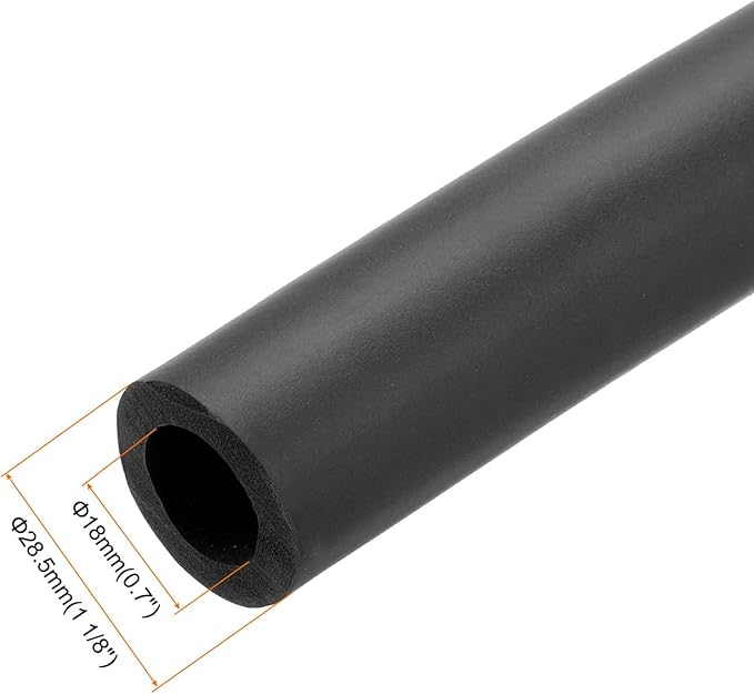uxcell Foam Tubing for Handle Grip Support, Pipe Insulation Outside Pipe Lagging, 18mm ID 28.5mm(1 1/8") OD 1m Black