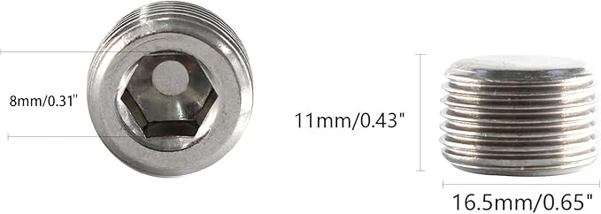 Stainless Steel Pipe Fitting 3/8" NPT Hexagonal Countersunk Male Thread Pipe Plug, 3PCS