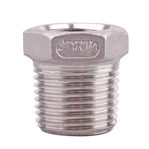 Stainless Steel Reducer Hex Flush Bushing, 3/8" NPT Male 1/4" NPT Female,Reducing Adapter Cast Pipe Fitting (pack of 2)