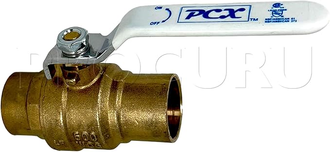 PROCURU 2-Pack 1-Inch Sweat (CxC) Heavy Duty Brass Ball Valve, Full Port, 600 WOG, Certified Safe (3BC100-2P)