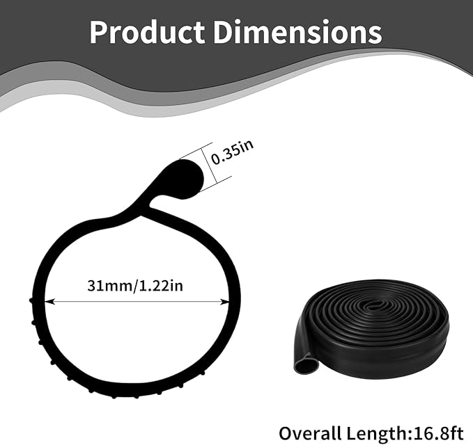 16.8 Ft Draft Blocker Garage Door Seal, 0.19" P-Type Bottom Weatherstrip Seal, TPE Rubber for Energy Saving, Noise & Dust Reduction, Easy DIY Install, All Season Protection