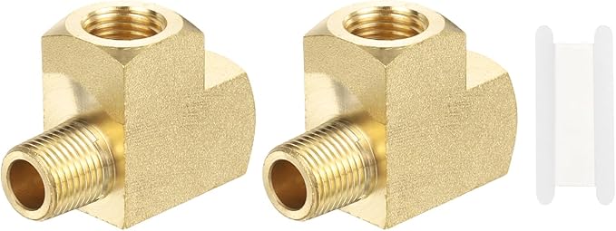PATIKIL Brass Tee Fitting, 1Pcs 1/8" x 1/8" NPT Female x 1/8" NPT Male Pipe 3 Way Forged Brass Barstock Street Tee Pipe Fittings for Water Gas Refrigeration