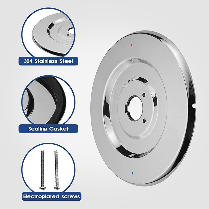 Escutcheon Replacement for Moen 16090 Chateau Collection, Shower Handle Cover Plate for One-Handle Tub and Shower Faucets (Silver)
