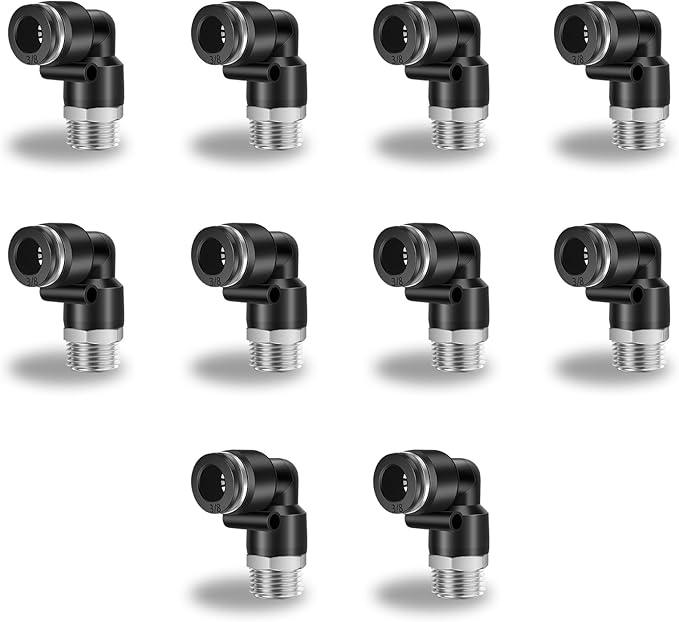 10 Pcs Push to Connect Fittings 3/8 Inch Tube OD x 3/8 Inch NPT Thread Pneumatic Male Elbow Quick Connect Air line fittings