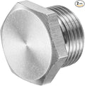 2-Pack Outer Hex Head Thread Pipe Plug Fitting, M20x1.5mm Male 304 Stainless Steel Solid Thread Bung Plug with Sealing Ring for Terminating Pipe Ends