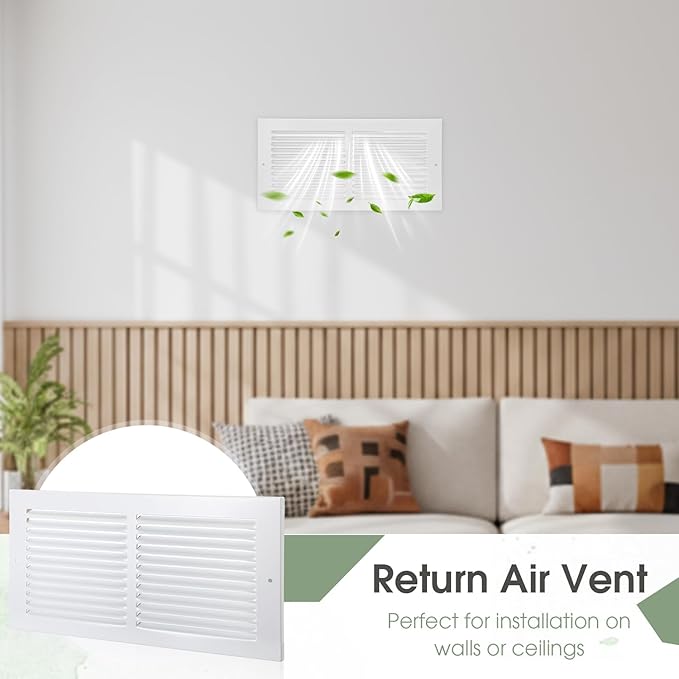3 Pack 14x6 Inch Ceiling Vent Covers for Wall Heavy Duty Steel Return Air Register 2 Way Duct Opening Vents HVAC Sidewall Adjustable Flat Grille for Ceiling Home Office Bathroom Sidewall(White)